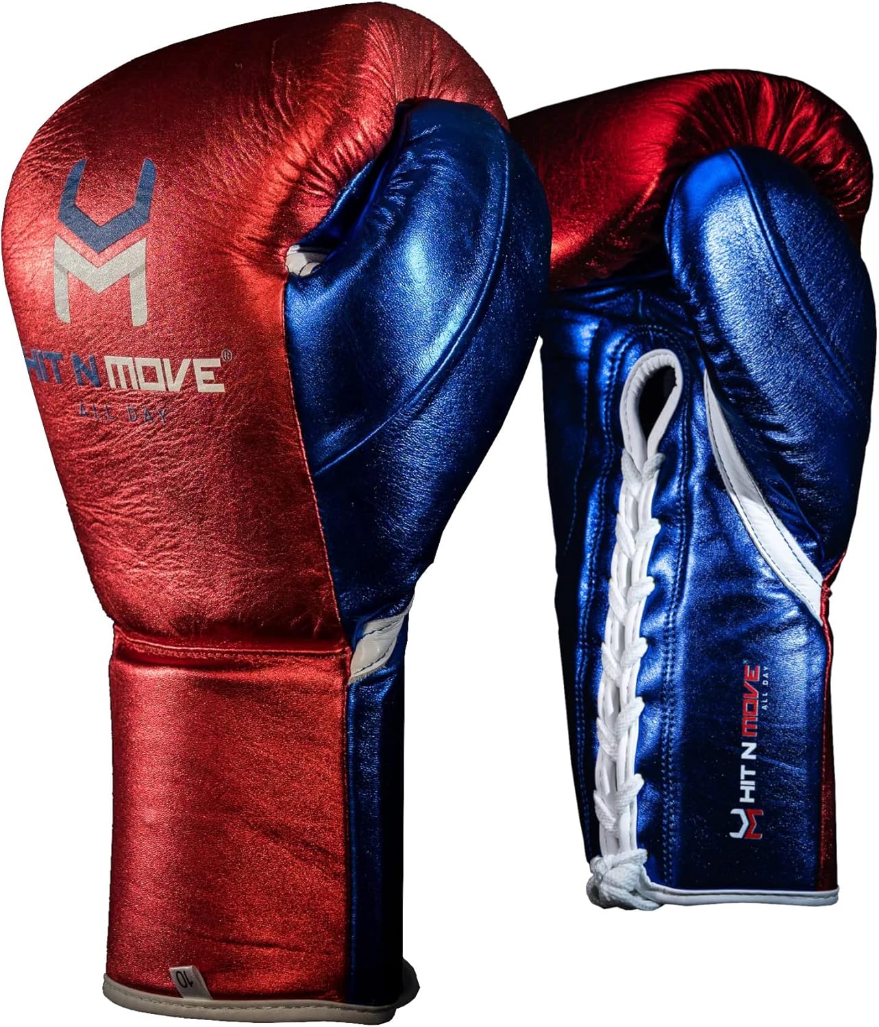 HIT N MOVE Pro Fight Mold Lace Up Boxing Gloves Sports