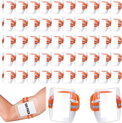 Meanplan 100 soportes para insignia de brazo con correa ajustable, soporte para credencial de identificación, pase de brazalete con nombre para