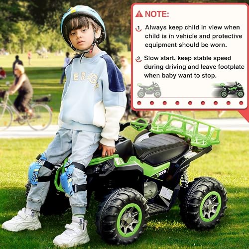 Miniatura 8 de Soar Electirc - Electirc - Vehículo de 4 ruedas para niños de 3 a 6 años, cuatrimoto de 12 V, funciona con pilas, Quad con luces LED, música, alta