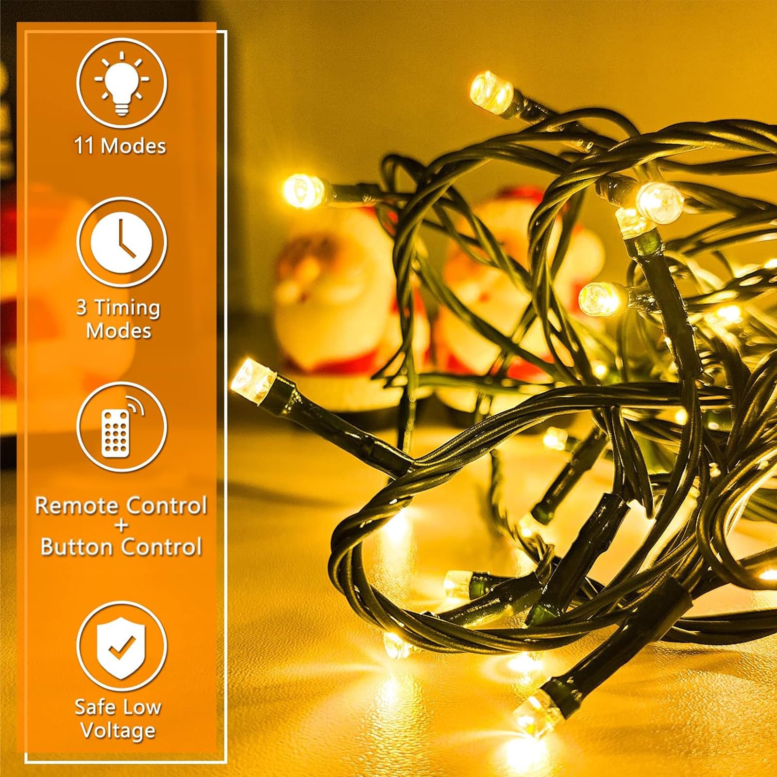 Guirnalda De Luces Exterior En Forma De Abeto - 4 Metros, Luz Blanca Fría, IP44 Impermeable