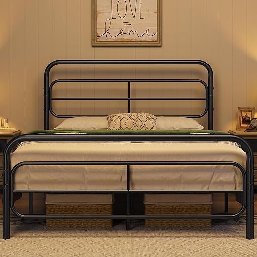 Yaheetech 4ft6 Double Bed Frames Modern Metal Platform Bed with Large