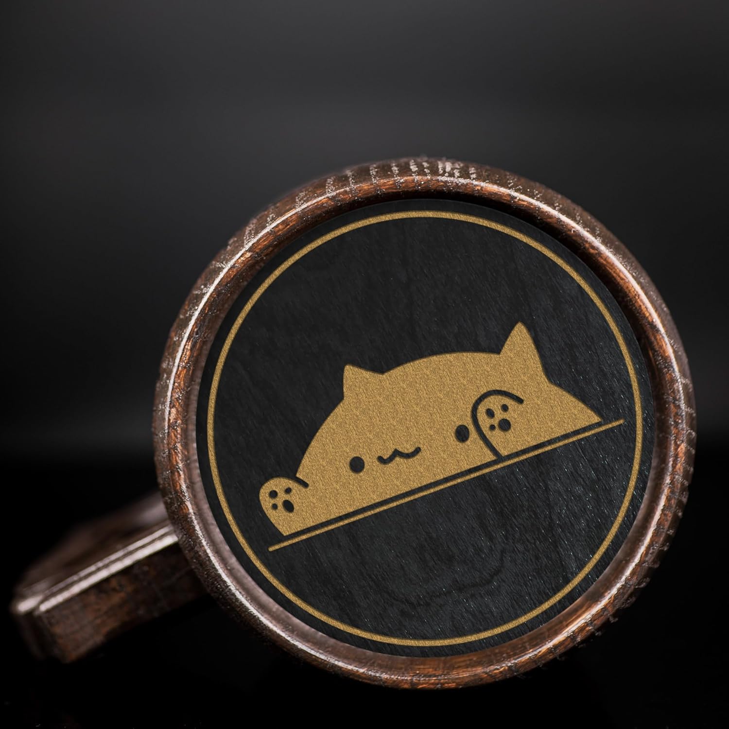 Bongo Cat Beer Mug, Personalized Stein, Wooden Tankard