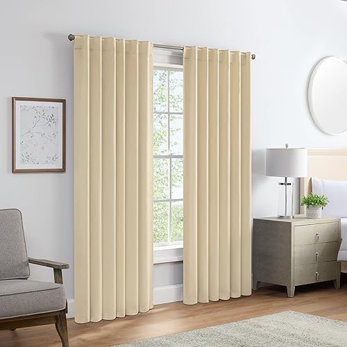 ECLIPSE Langley - Cortinas de triple tejido para oscurecimiento de habitaciones con bolsillo para cortinero (2 paneles), 52 x 54pulgadas, color