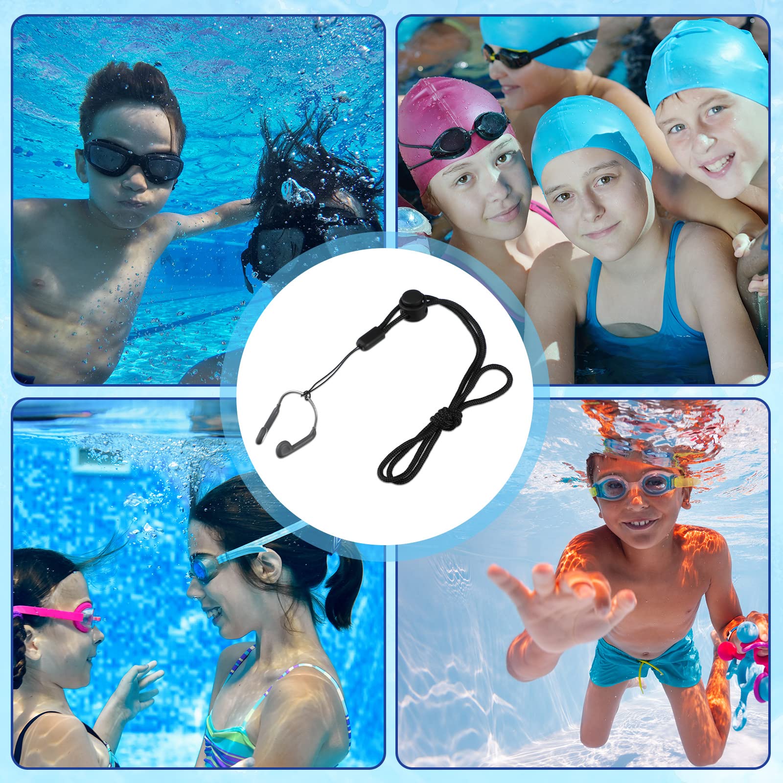 Pinza de Nariz de Natación de Silicona Clip Nasal con Correa y Caja