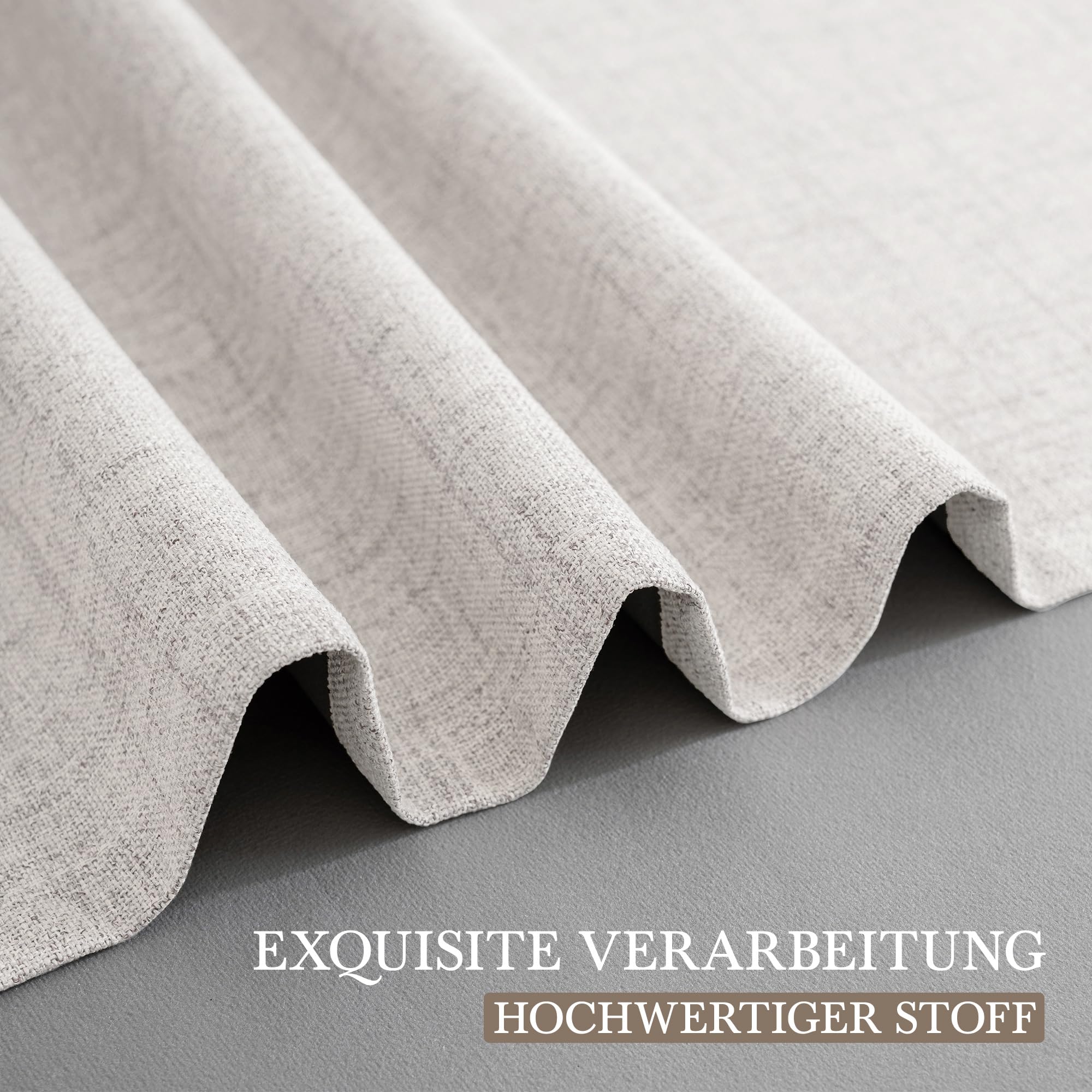 CUCRAF Vorhang 100% Blickdicht Leinen Gardinen mit Ösen Verdunklungsvorhänge Gardinen Weiß H245 x B140 cm 2er Set, Thermovorhang Kälteschutz Schallschutz Vorhang für Wohnzimmer Schlafzimmer