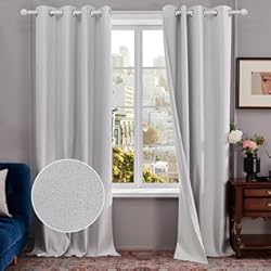 Paneles Modernos Deconovo Cortinas Opacas Termicas Aislantes Frio y Calor Cortinas Salon Modernas para Dormitorio con Ojales 2 Paneles 132x214cm Plateado