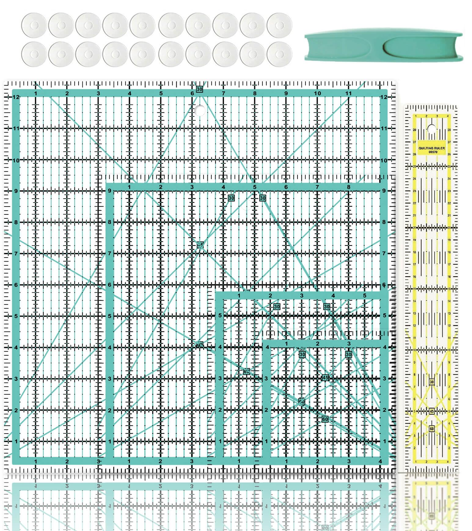 Snapklik.com : 7 Pack Quilting Rulers, Clear Acrylic Square Quilting ...