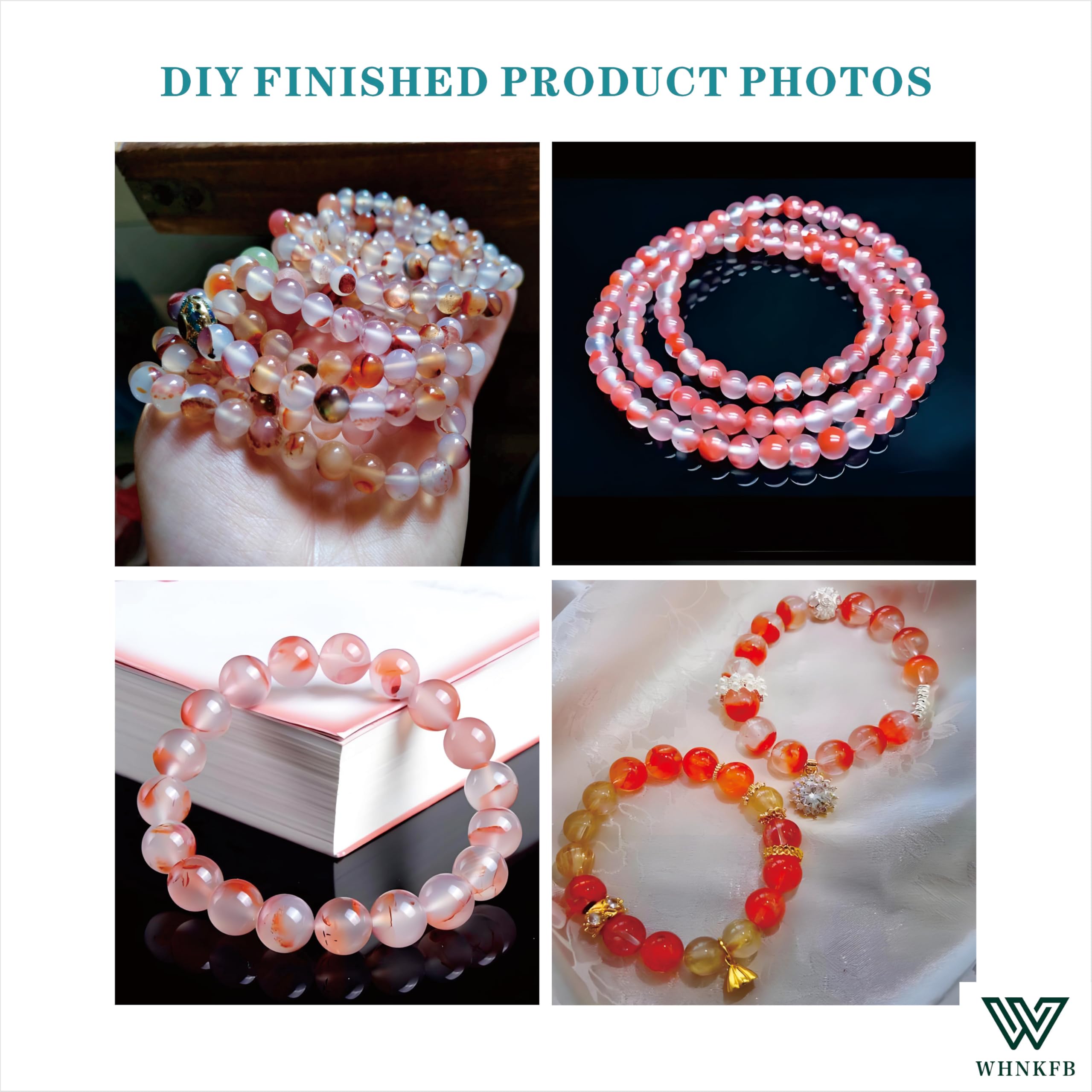 50 cuentas de ágata roja natural sin teñir de 10 mm, piedras preciosas sueltas de flor volcánica para hacer joyas, manualidades, cuentas artísticas de cristal a granel con cordón elástico