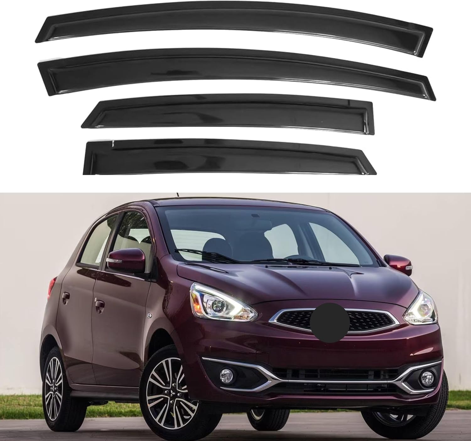 IG Window Visors Fit for 2014-2024 Mitsubishi Mirage Hatchback, Out-Channel Rain Guards Vent Wind Deflectors 4PC, Car Accessories for 14-24 Mirage Hatchback (Excludes Sedan)