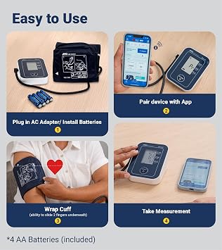 A&D Medical Bluetooth Blood Pressure Monitor for Home Use, UA-651BLE Upper Arm Precise BP Machine Wide Range Cuff (8.6 / 22-42cm), App is iOS & Android Compatible, AA Batteries