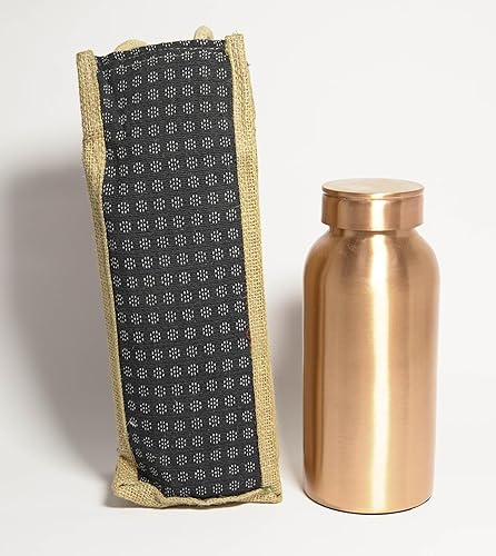 Vista 16 de Botella de agua de cobre puro, con beneficios para la salud ayurvédica, tapa a prueba de fugas, botella de cobre con acabado liso para deportes