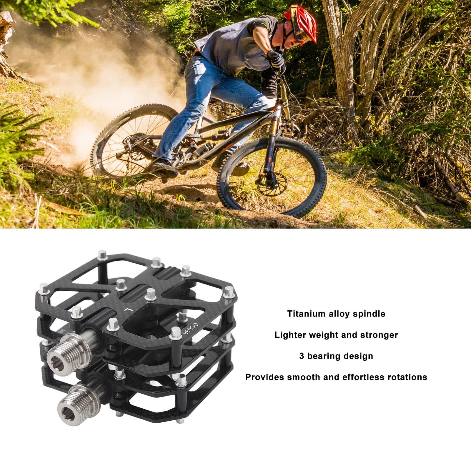 Mountain Bike Pedals Lightweight Carbon Fiber Bike Platform Pedals