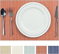Vista 23 de AHHFSMEI Juego de 6 manteles individuales para mesa de comedor, manteles individuales de vinilo tejido de plástico, antideslizantes, aislamiento