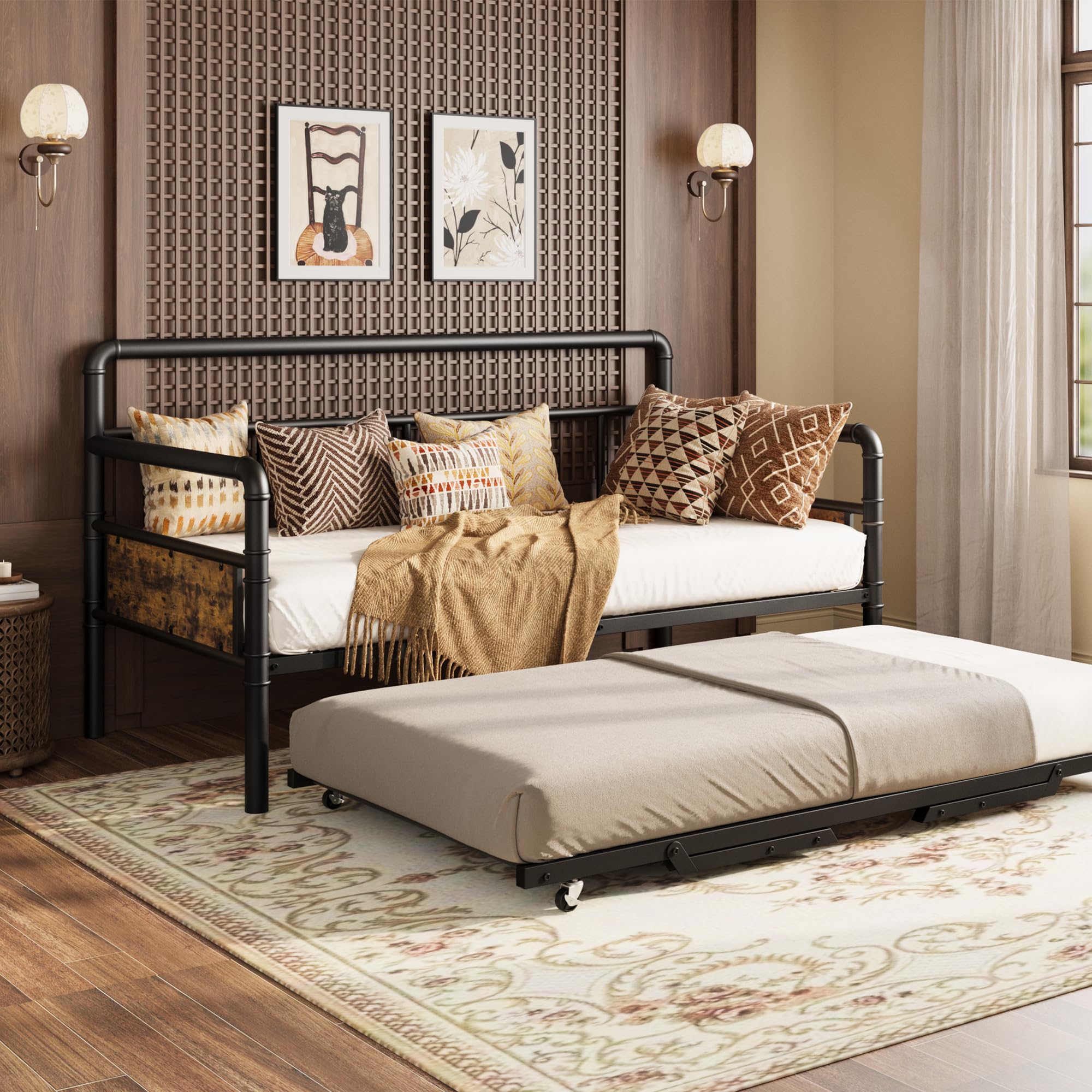 IDEALHOUSE Twin Daybed and Foldable Pop Up Trundle