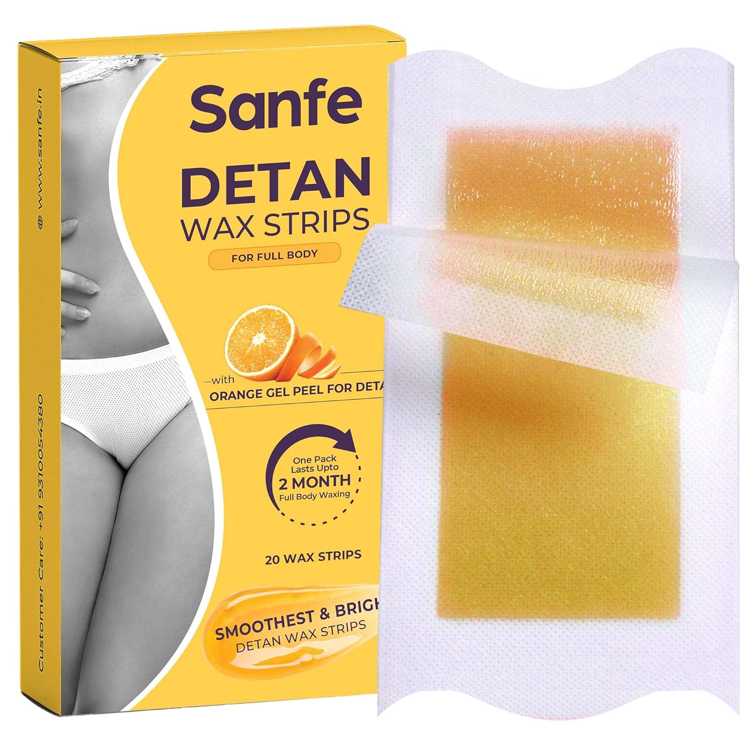 Sanfe Detan Wax Strips Pack of 20 For Legs, Arms, Bikini Line Easy