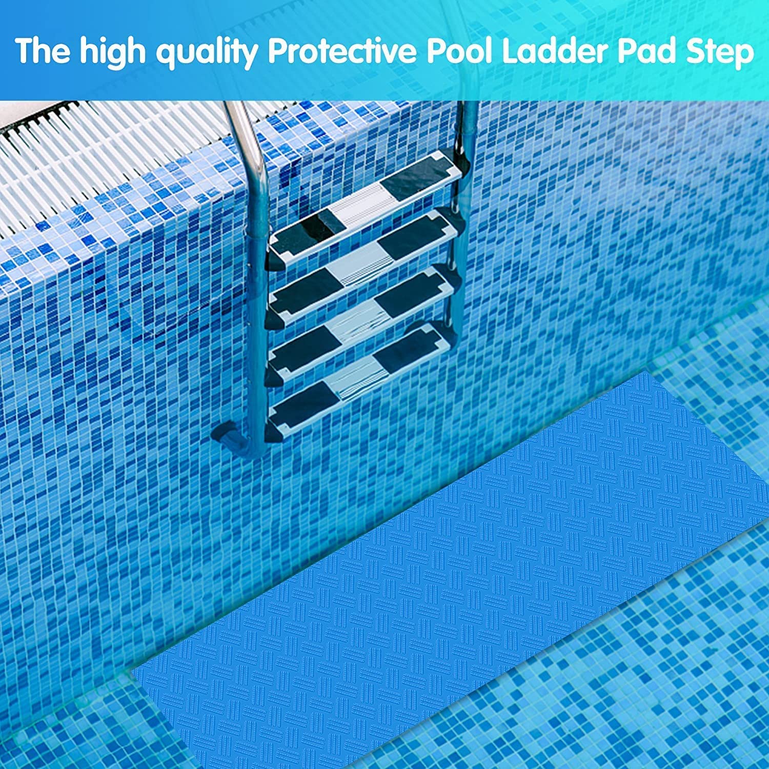 90x23CM Schwimmbadleitermatte,2 Stück Schutzmatte für Poolleiter | Pool schutzmatte,Anti Rutsch Leitermatte für Schwimmbäder, Poolunterlage Mit Rutschfester Textur Für Schritte,Treppen,Leitern