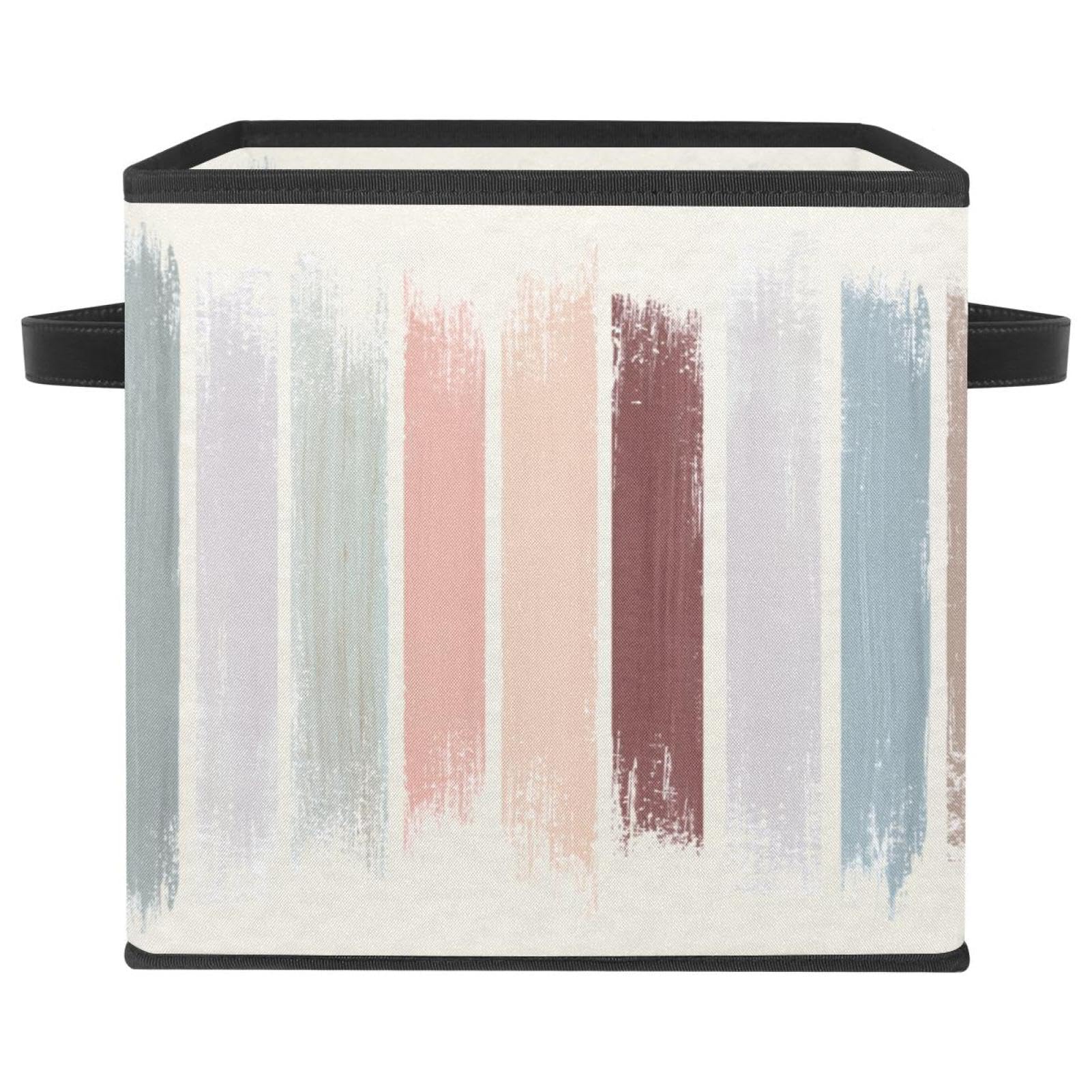 Boîte de rangement pliable cube en tissu Strokes To Earth Tones pour placard