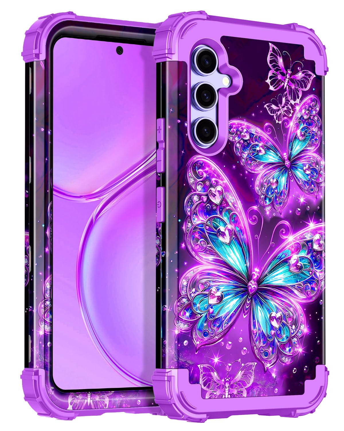 Casetego for Galaxy A54 5G Case,Glow in The Dark Three Layer Heavy Duty Sturdy Shockproof Full Protection Rugged Hard PC+Soft TPU Bumper Case for
