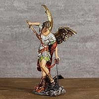 Vista 3 de BC - Estatua de San Miguel católico, figura de arcángel de 12 pulgadas de alto, protector de los fieles, decoración católica del hogar, escultura