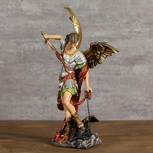 Miniatura 3 de BC - Estatua de San Miguel católico, figura de arcángel de 12 pulgadas de alto, protector de los fieles, decoración católica del hogar, escultura