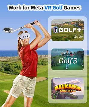 VR Golf Club Attachment for Meta Oculus Quest 3/Meta Quest 3S, Unblock Signal Aluminum VR Golf Club Attachment Non-Slip VR Golf Handle Grip for Golf + For Right Controller