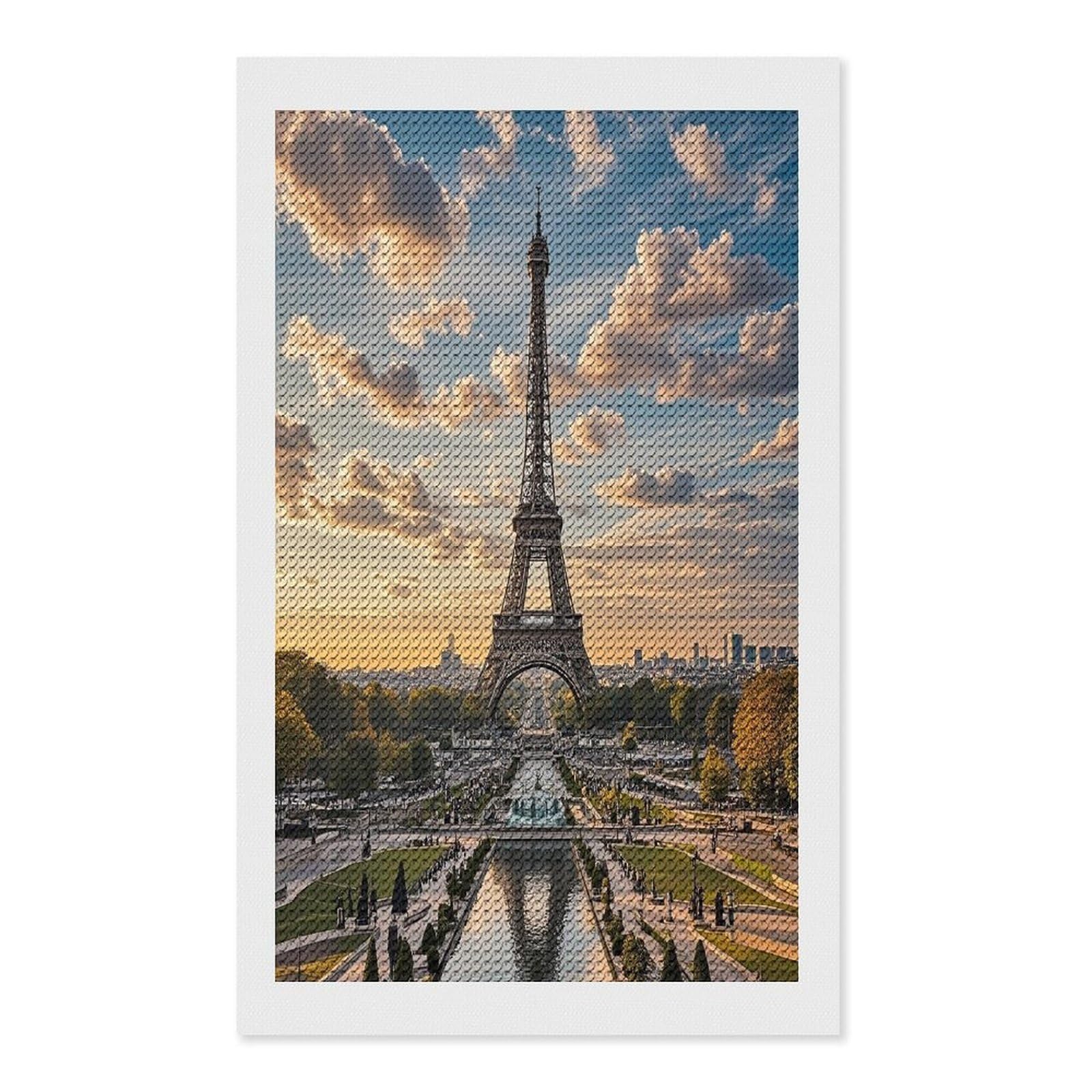 French Paris Tour Eiffel Tower Diamond Painting Kits for Adults Full Round Drill Diamond Art Kits for Beginners 5D DIY Diamond Dots Paintings Diamonds Pictures Gem Art Home Wall Decor 12"x20"