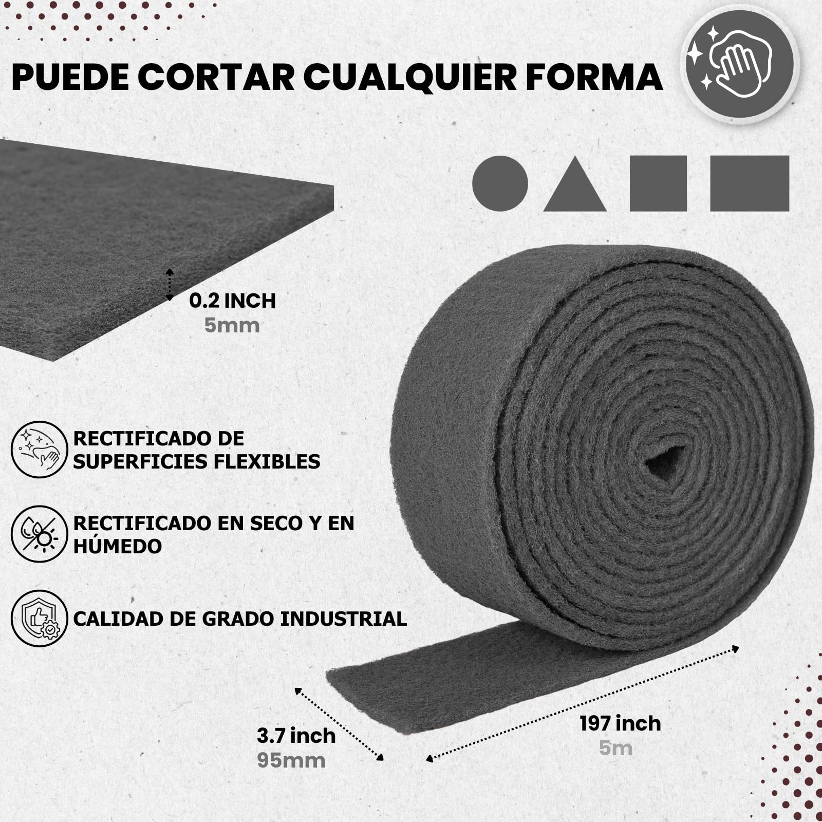 Esponja Abrasiva 5 m x 95 mm Rollo de hoja de lijado Grano 1000, de lijar Metal Madera Acero Inoxidable
