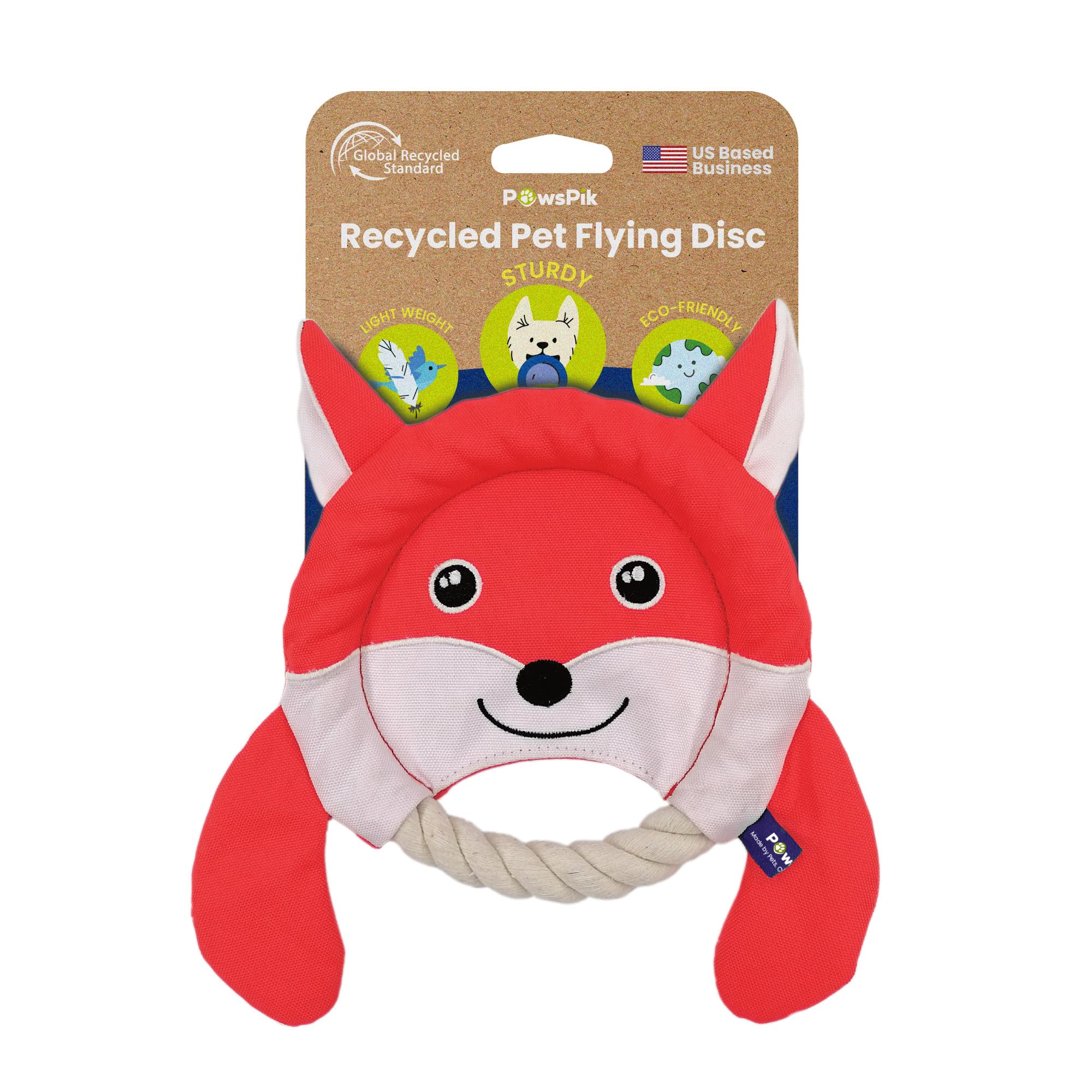 PAWSPIK Flying Disc Tug-of-War Toy, Eco-Friendly Recycled Material, Squeaker Toy for Medium and Large Dogs, for Throwing & Fetching 8.5" Diameter (