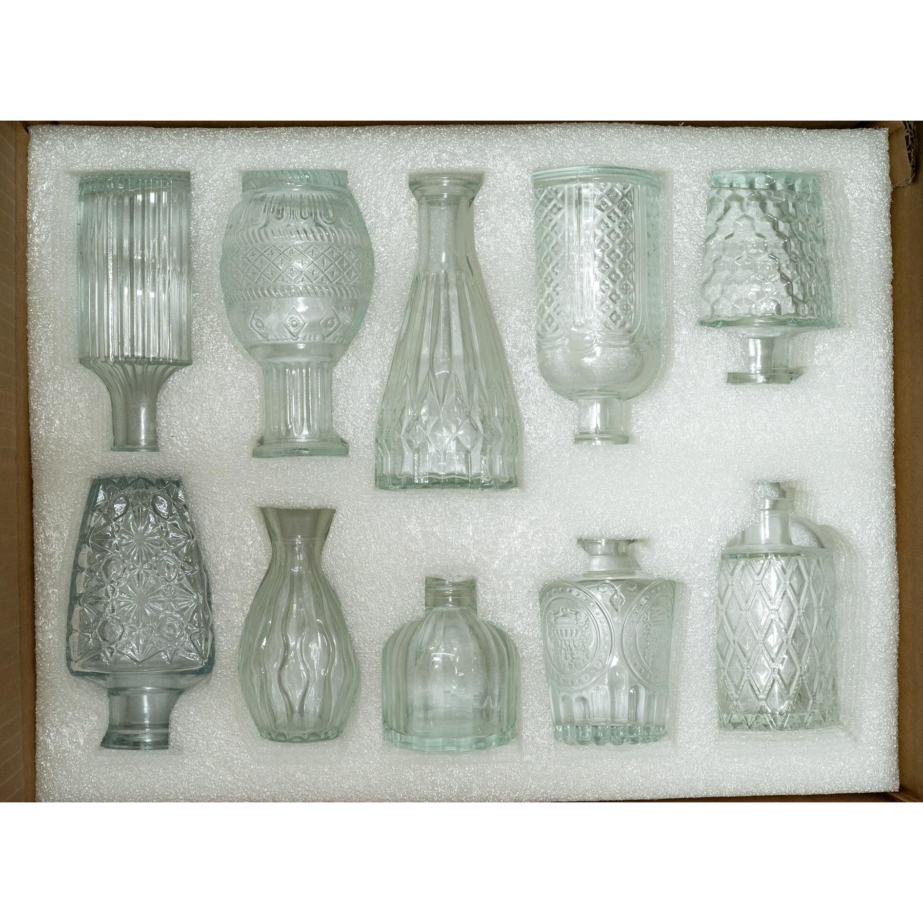 20er Set Mini Glasvasen für einzelne Blumen - Vintage Deko Vasen Klein Klar für Tischdeko Hochzeit Party Wohnzimmer - Blumenvasen Set Tischvasen (8-13cm)