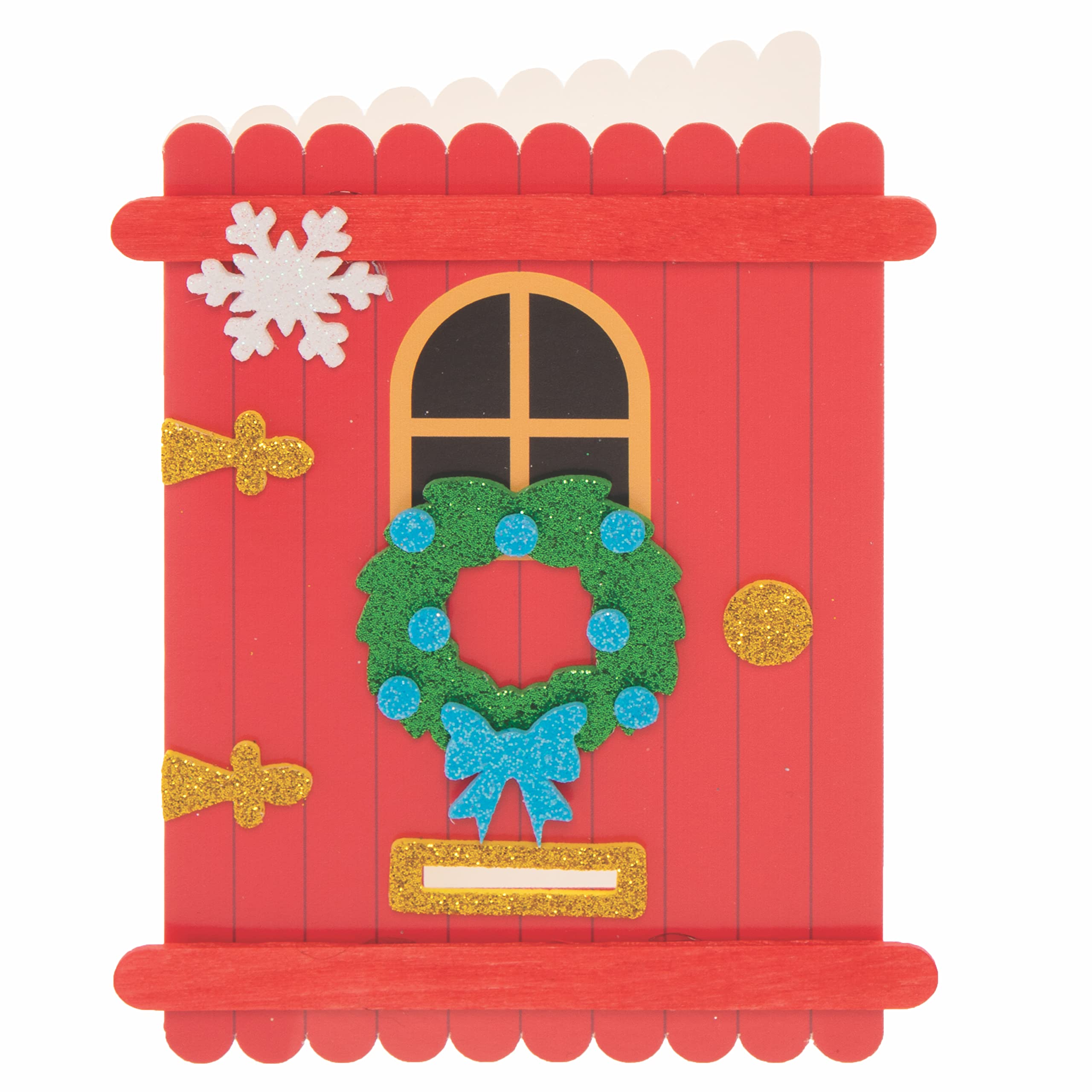 Kit Biglietti Di Natale A Forma Di Porta - 6 Biglietti Fai Da Te Con Decorazioni Glitterate Per Bambini - Foto 3