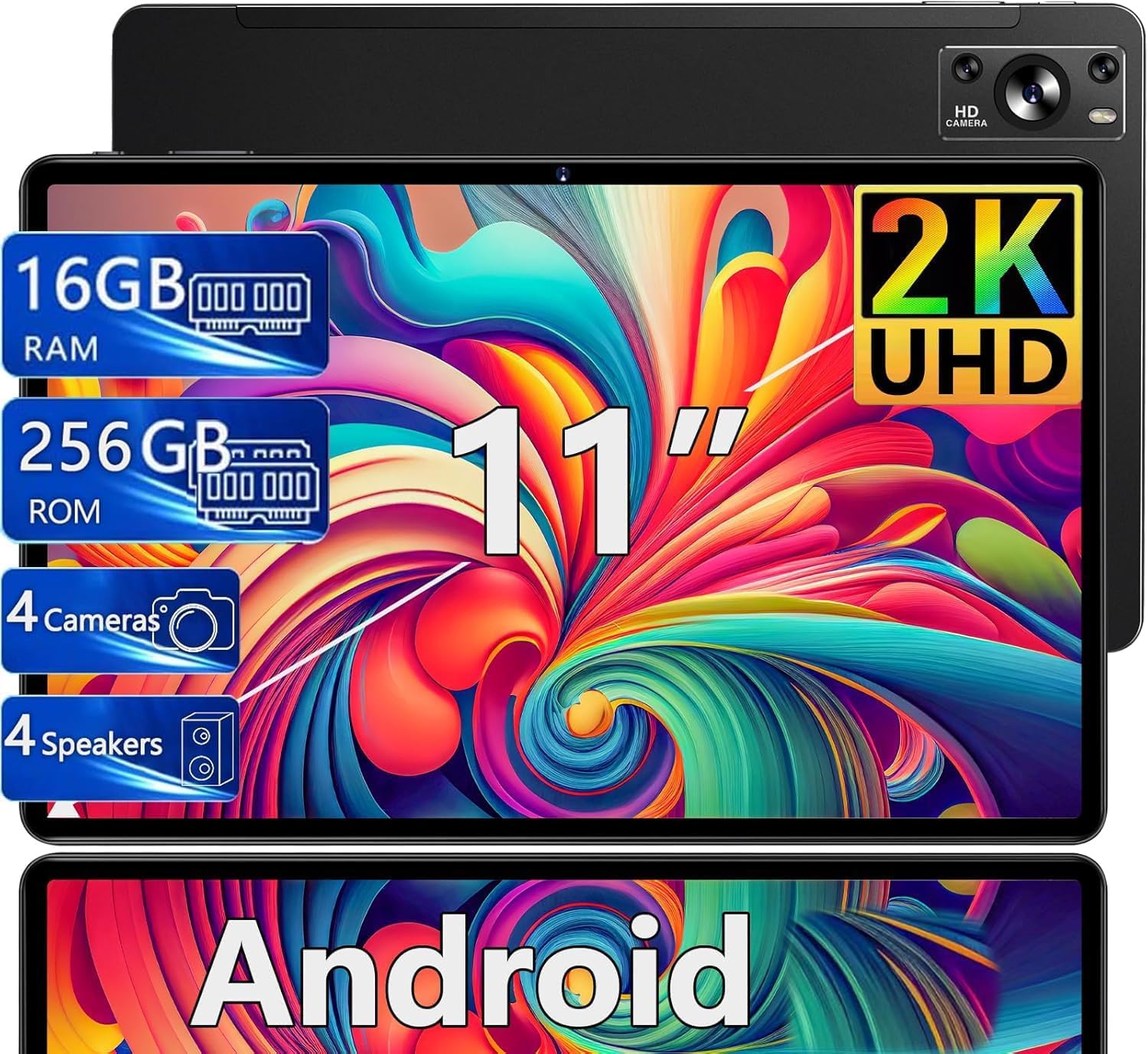 Tablet 10 pollici Android 14, 22GB RAM 128GB ROM/TF 1TB, Octa-Core, 8000mAh, Corpo in Metallo, Face ID, Doppio WiFi, 8MP+5MP, Widevine L1, Protezione Occhi, Tastiera, Mouse, Blue — view 6