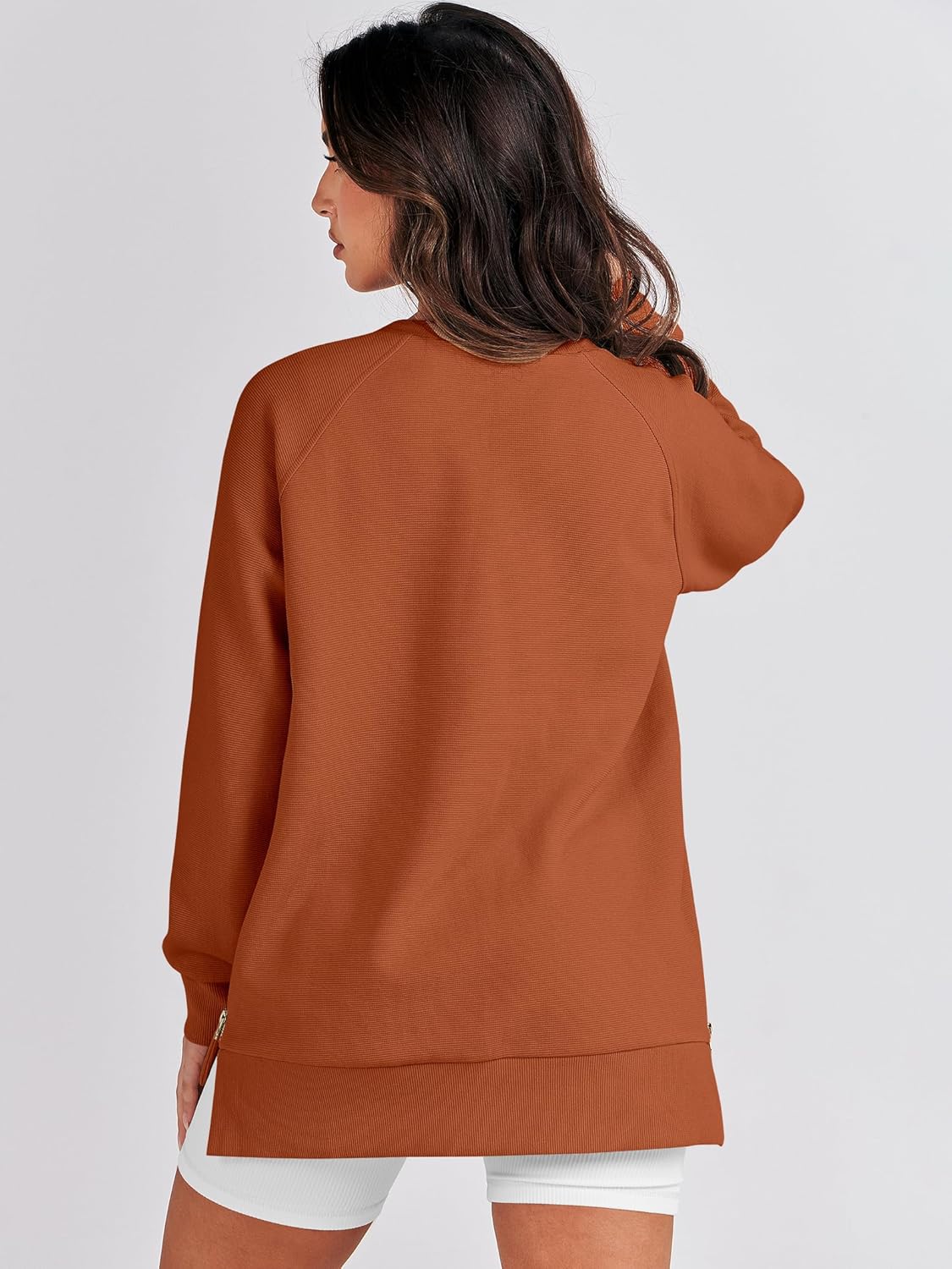 ANRABESS Women's Oversized Sweatshirts Crewneck Long Sleeve Tunic Pullover Shirts Side Zipper Hoodies 2026 Spring Clothes