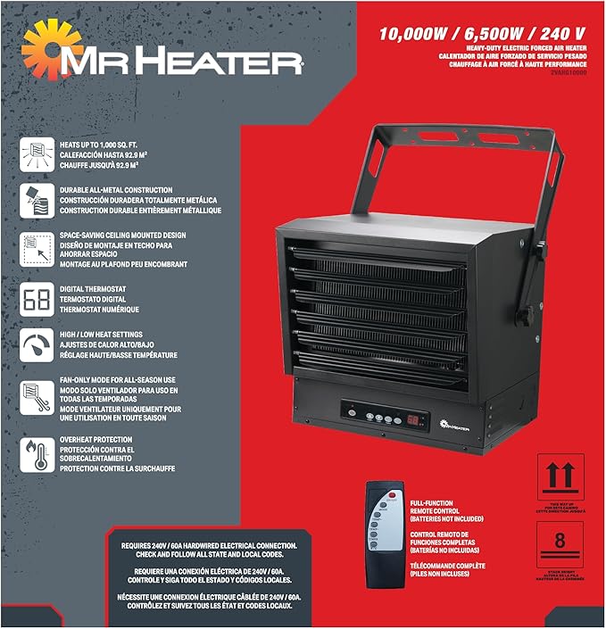 Calefactor Eléctrico de Techo 7500W 240V con Termostato Digital y Control Remoto miniatura 9