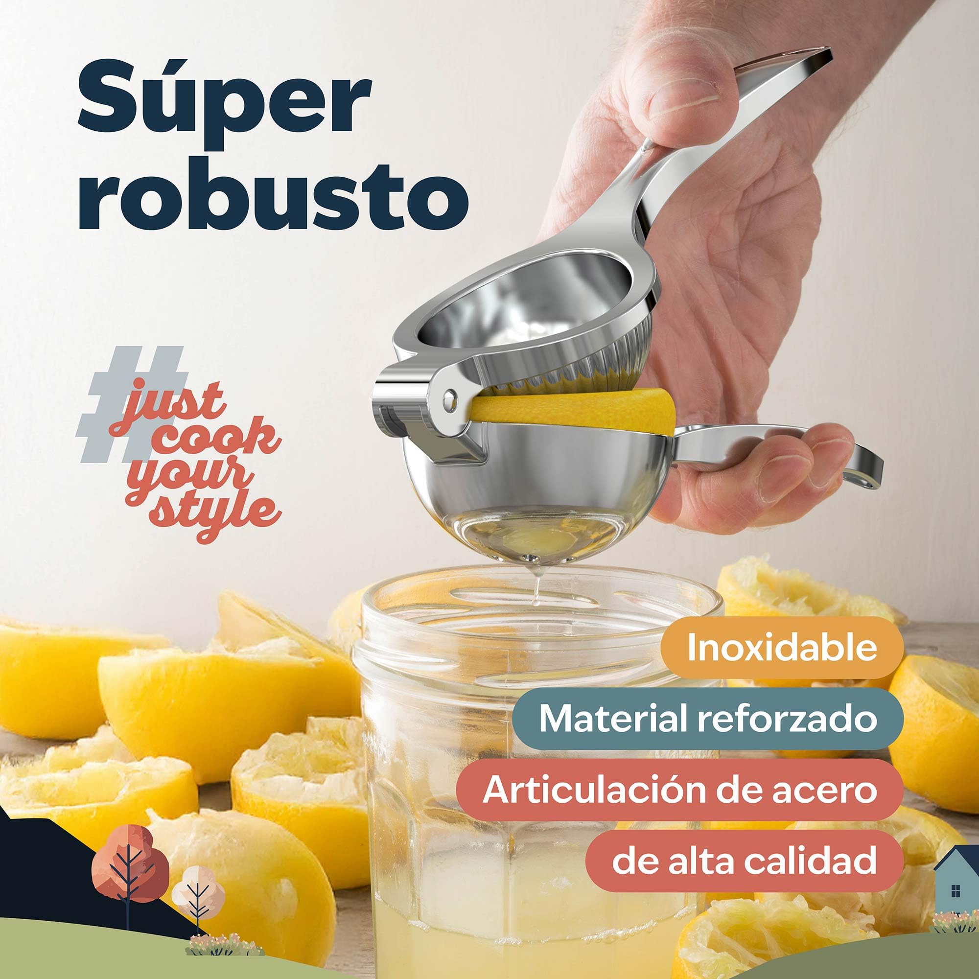 kjøk Premium Exprimidor de limón manual – exprimidor de cítricos para limones, limas y naranjas pequeñas – zumo sin semillas y sin esfuerzo, apto para lavavajillas – para cocina, bar y cócteles