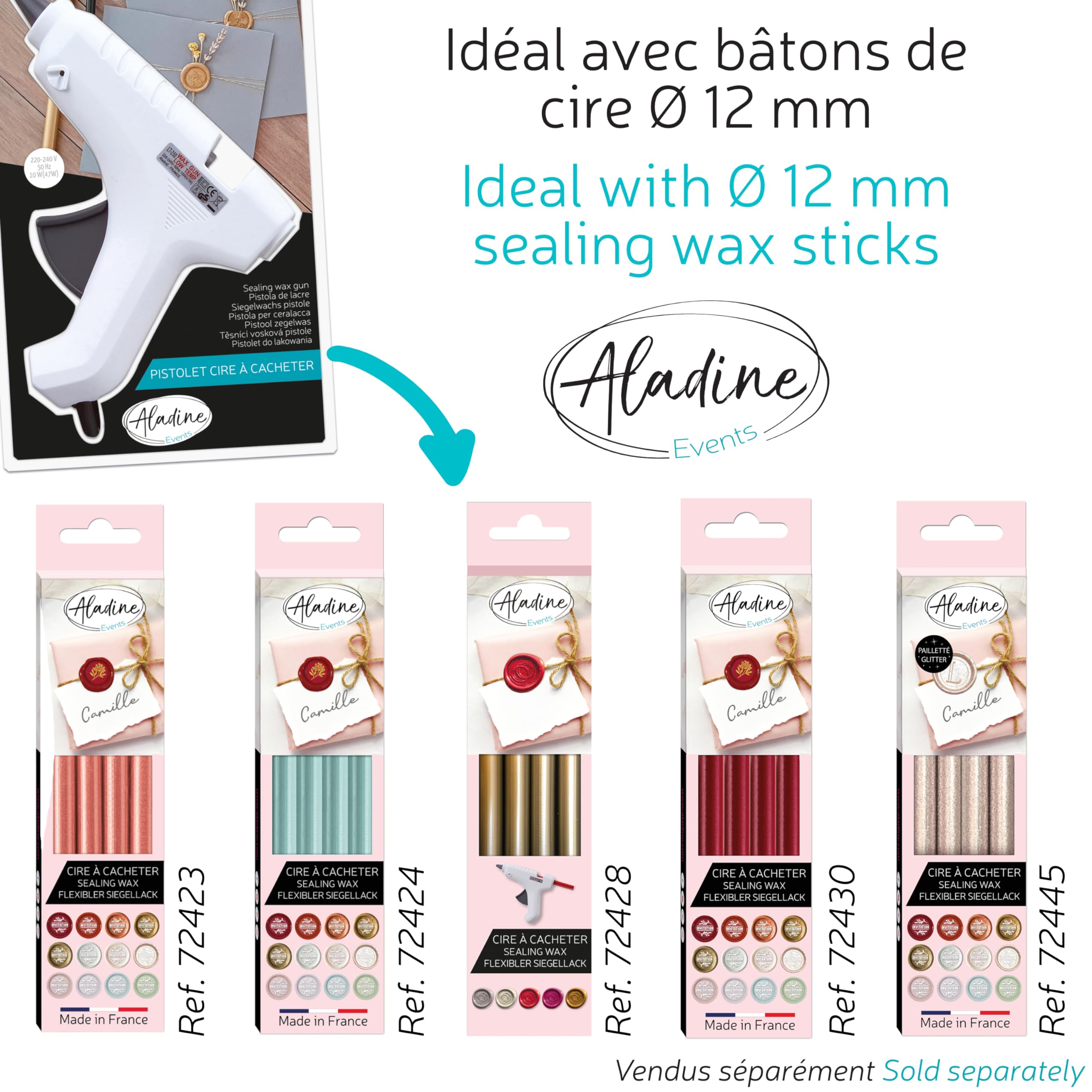 Aladine Pistolet à Cire à Cacheter pour Bâtons Ronds 72606