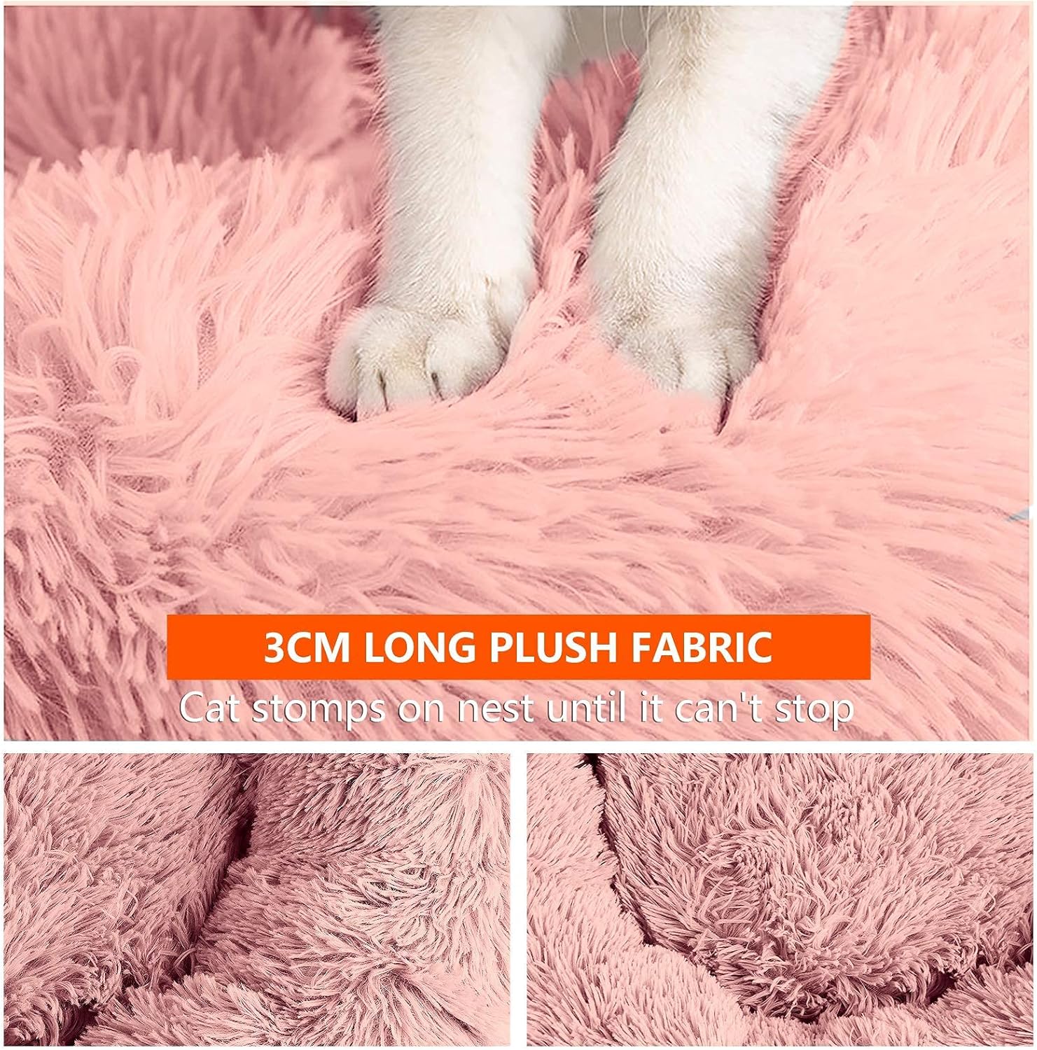 OKPOW Donut Dog Bed Anti Anxiety Dog Bed Plush Pet Bed Round Warm