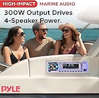Vista 7 de Pyle Marine Bluetooth Estéreo Radio - Sistema de Receptor de Radio para Barco de 12v Estilo DIN Único en el salpicadero con Micrófono Integrado, LCD