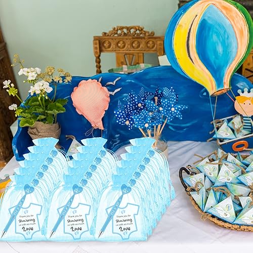 Miniatura 7 de Harloon Juego de 50 bolígrafos de baby shower, recuerdos para invitados, bolígrafos It's a Boy, regalos de fiesta de baby shower, tarjetas azules
