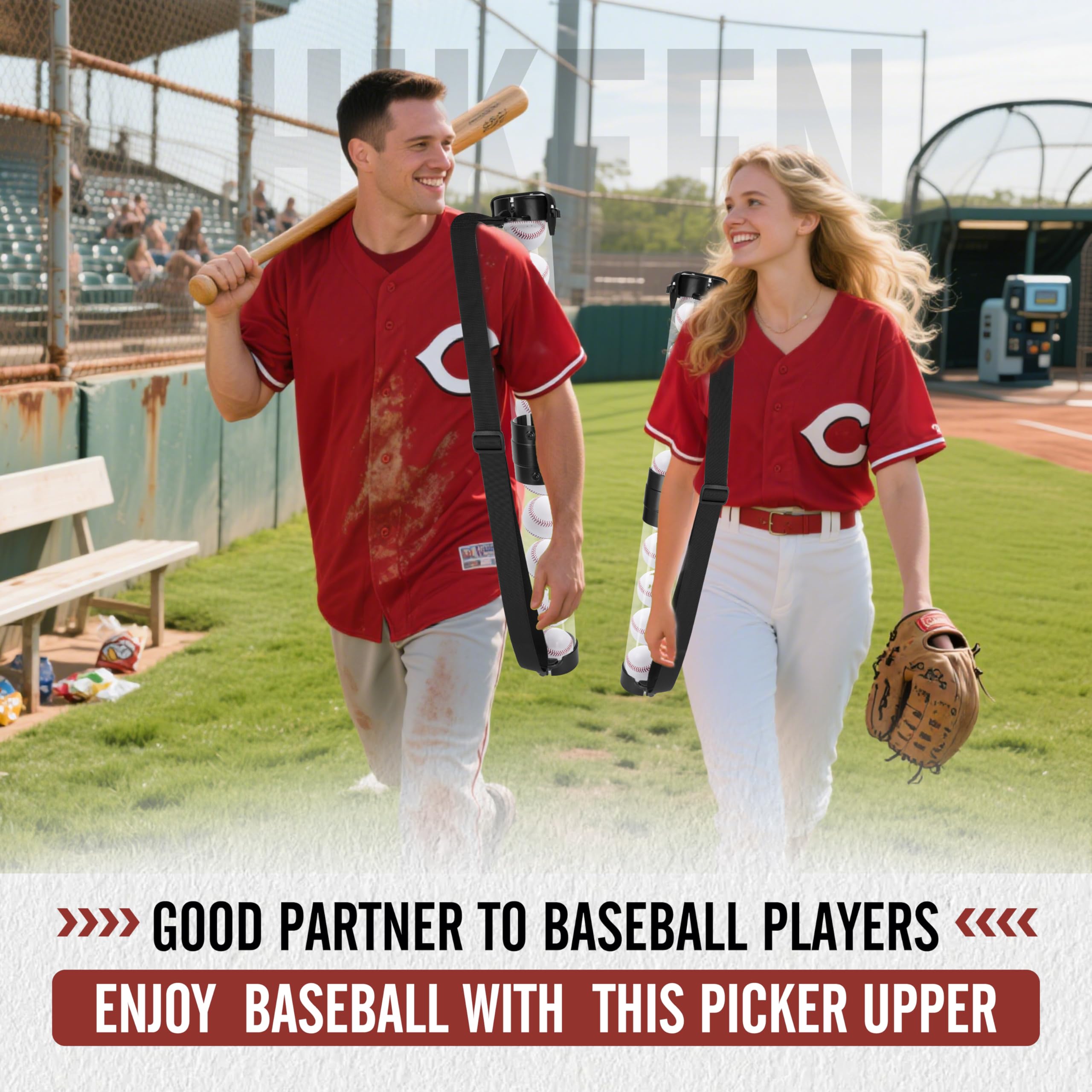 BOOSTEADY Raccogli Baseball Resistente - Contenitore per 10 Baseball, con Spallina - Rapido Raccolto e Riordino - Accessorio per Baseball (Palle Non Incluse)
