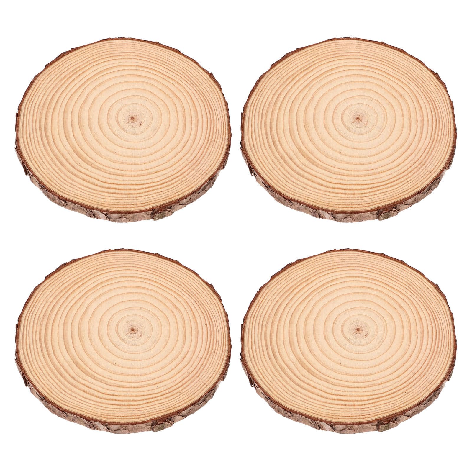 4 Pièces Pavé de Jardin Rond en Bois, Antidérapant, Rustique