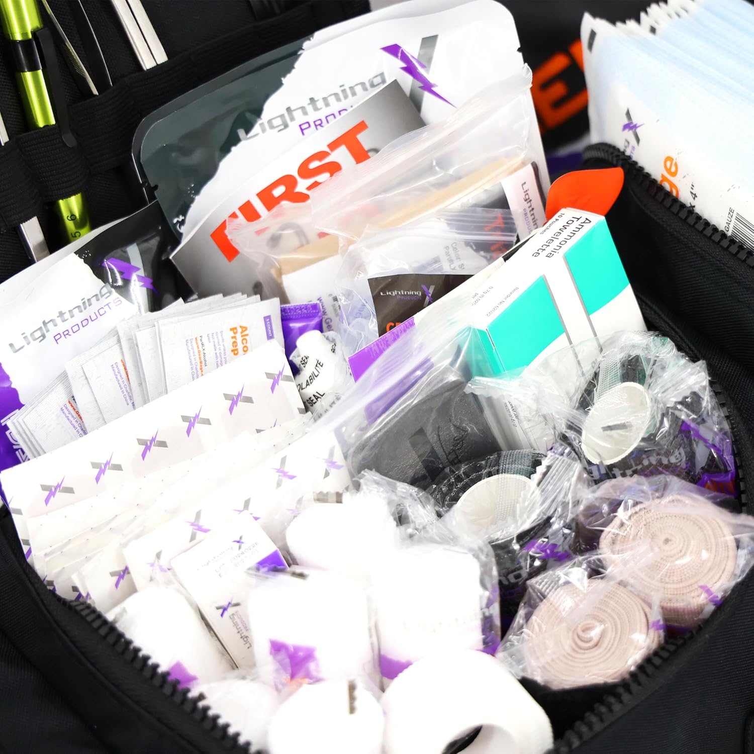 Lightning X Value Compact Medic First Responder EMS/EMT Stocked Trauma Bag w/Basic Fill Kit A - Black - Image 4