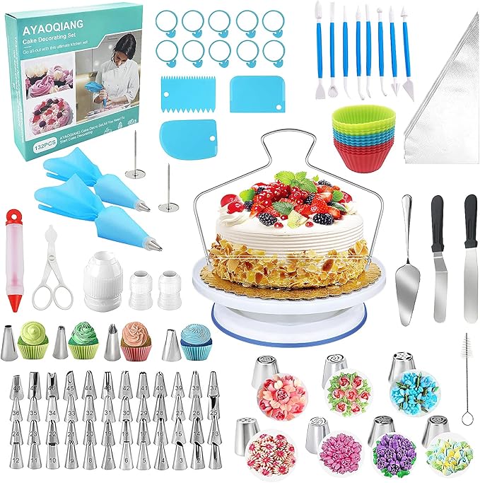 Cake Decorating Kit,132Pcs Cake Making Tools with Cake