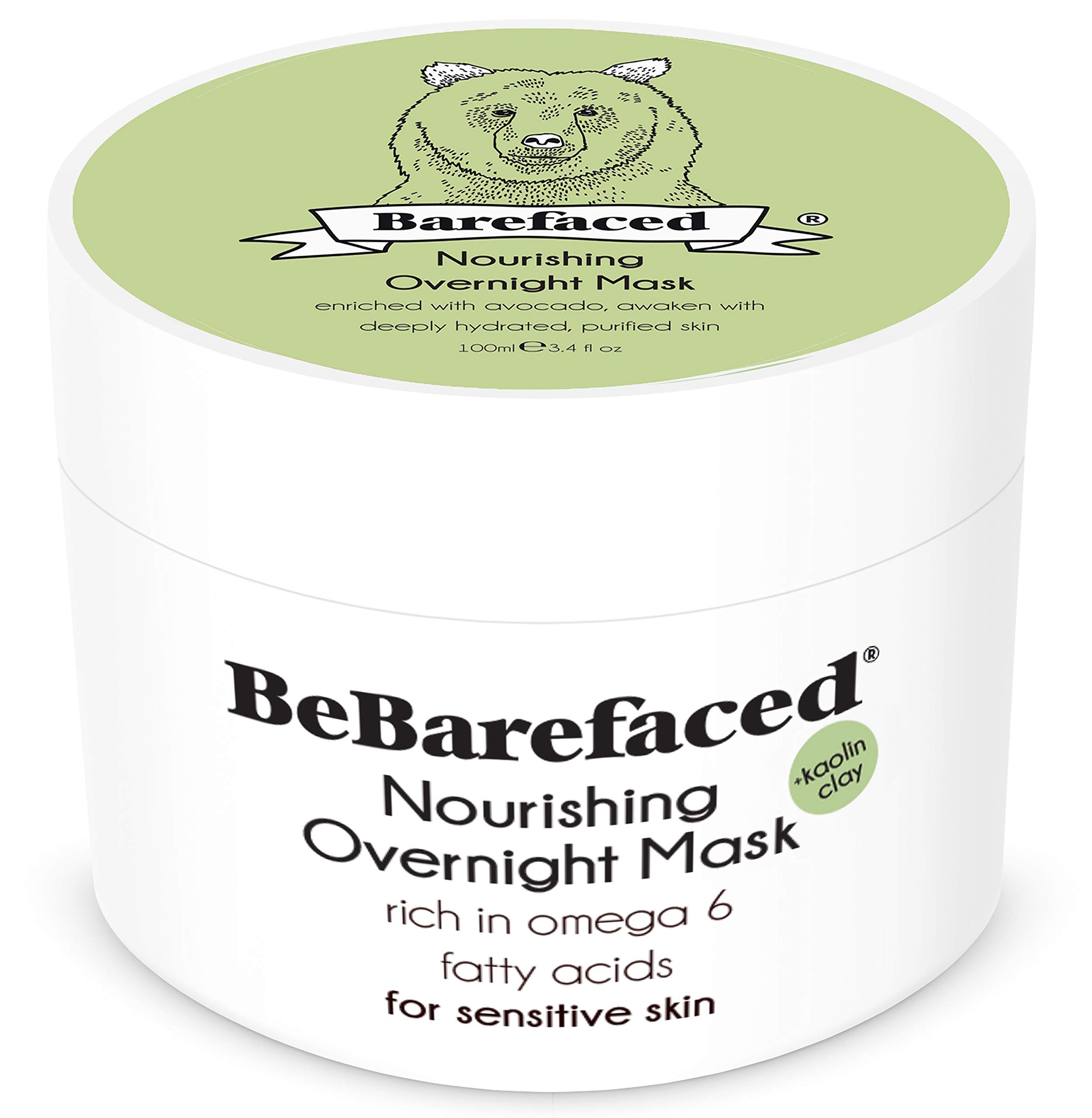 Overnight Avocado Organic Face Mask For Sensitive Skin - Soothing Nourishing Hypoallergenic Facial Rosacea Treatment For Dryness and Dehydration - Kaolin Clay and Natural Antioxidants