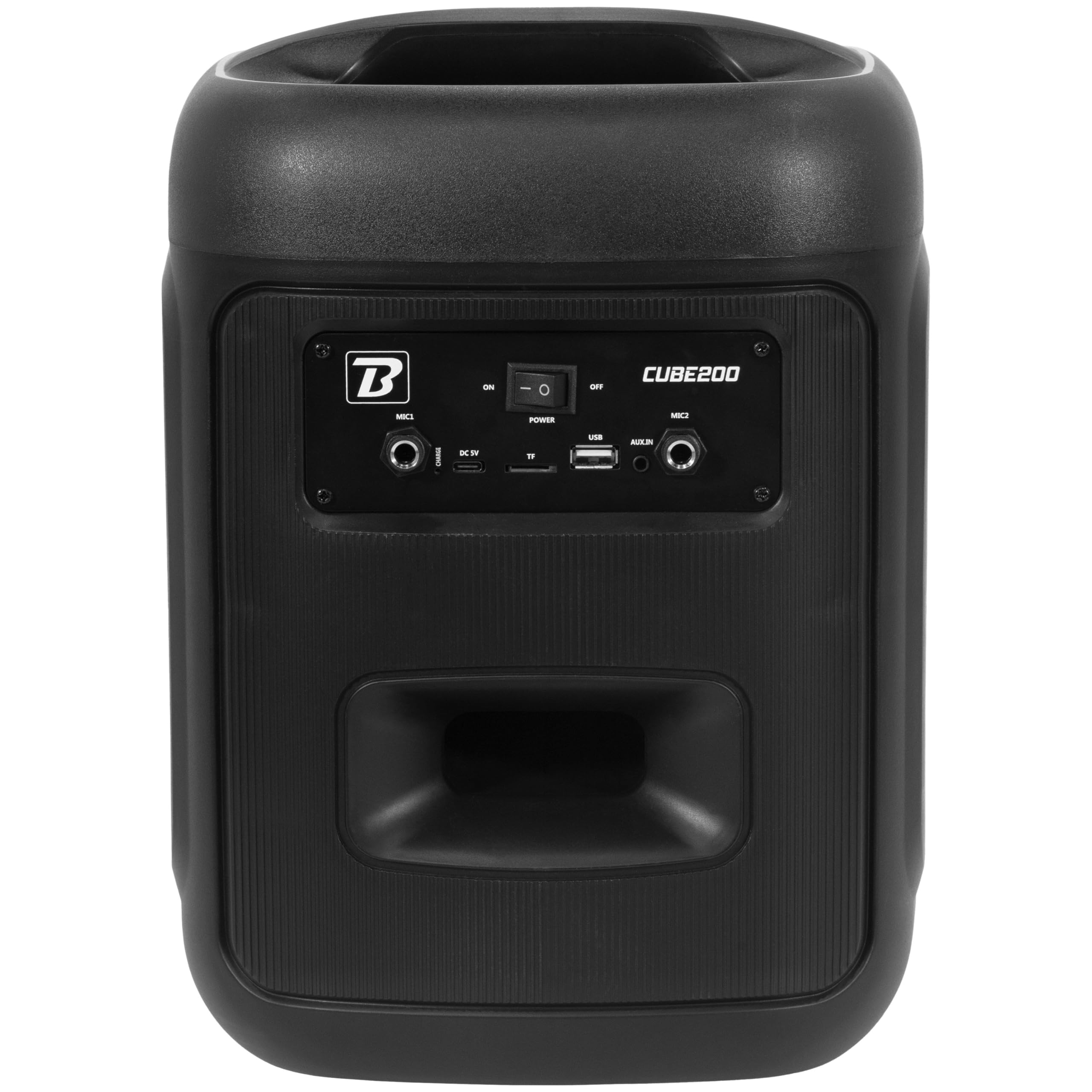 BoomTone DJ Cube 200 – Tragbarer Karaoke-Lautsprecher 200 W mit Bluetooth 5.0, integriertem LED-Licht, USB/SD, wiederaufladbarer Lithium-Akku, USB-C-Aufladung, kompakt und leicht zu transportieren.