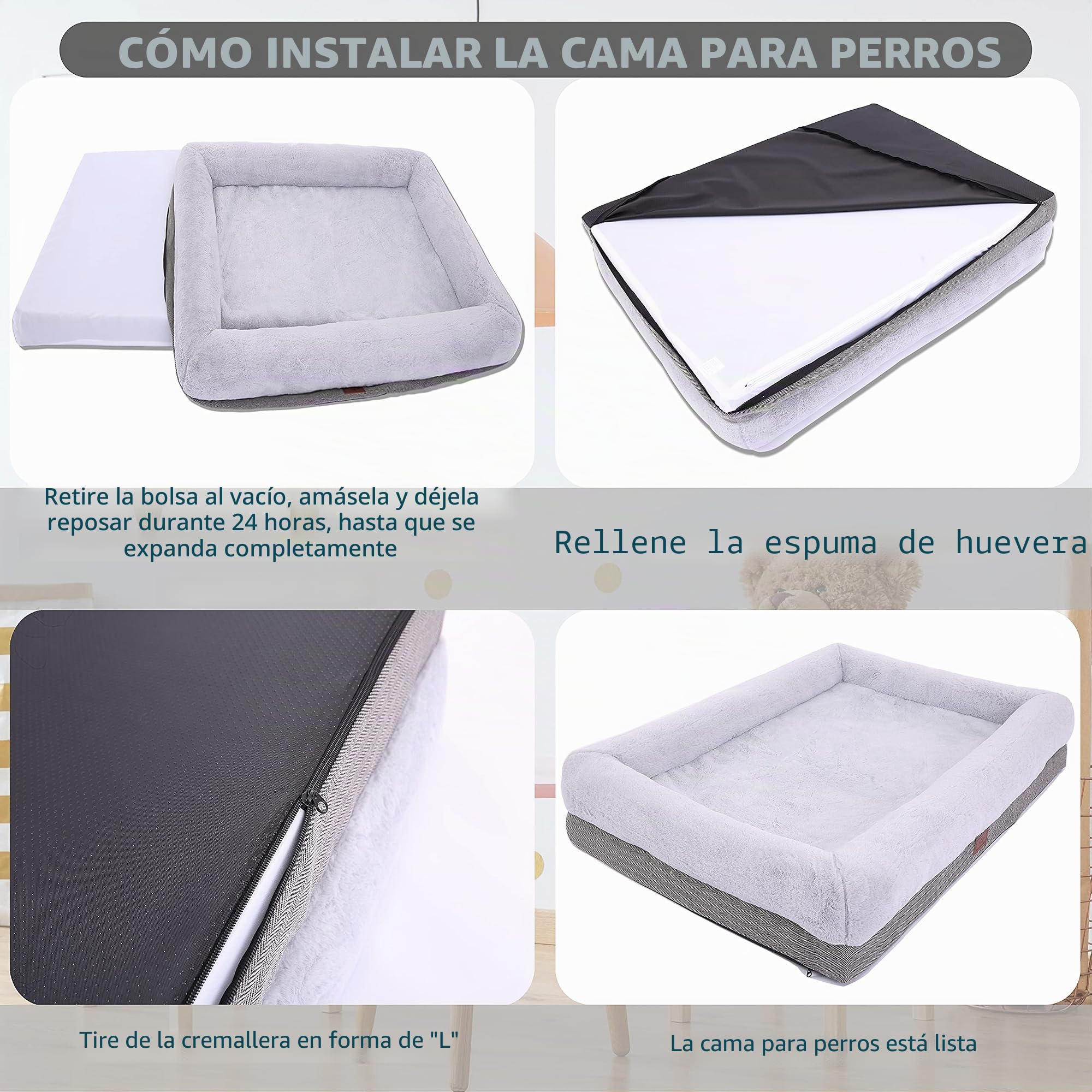 Cama ortopédica para Perros Grandes y Perros medianos, sofá Cama para Perros con Forro Impermeable y Funda extraíble Lavable, Cama para Cachorros, Cama para Mascotas