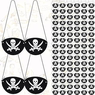 200 Pcs Pirate Eye Patches Felt One Eye Skull Captain Patches Halloween Christmas Black Cross Knife Mask Cloth Costume for Adults Pirate Theme Party Supplies Birthday Accessories