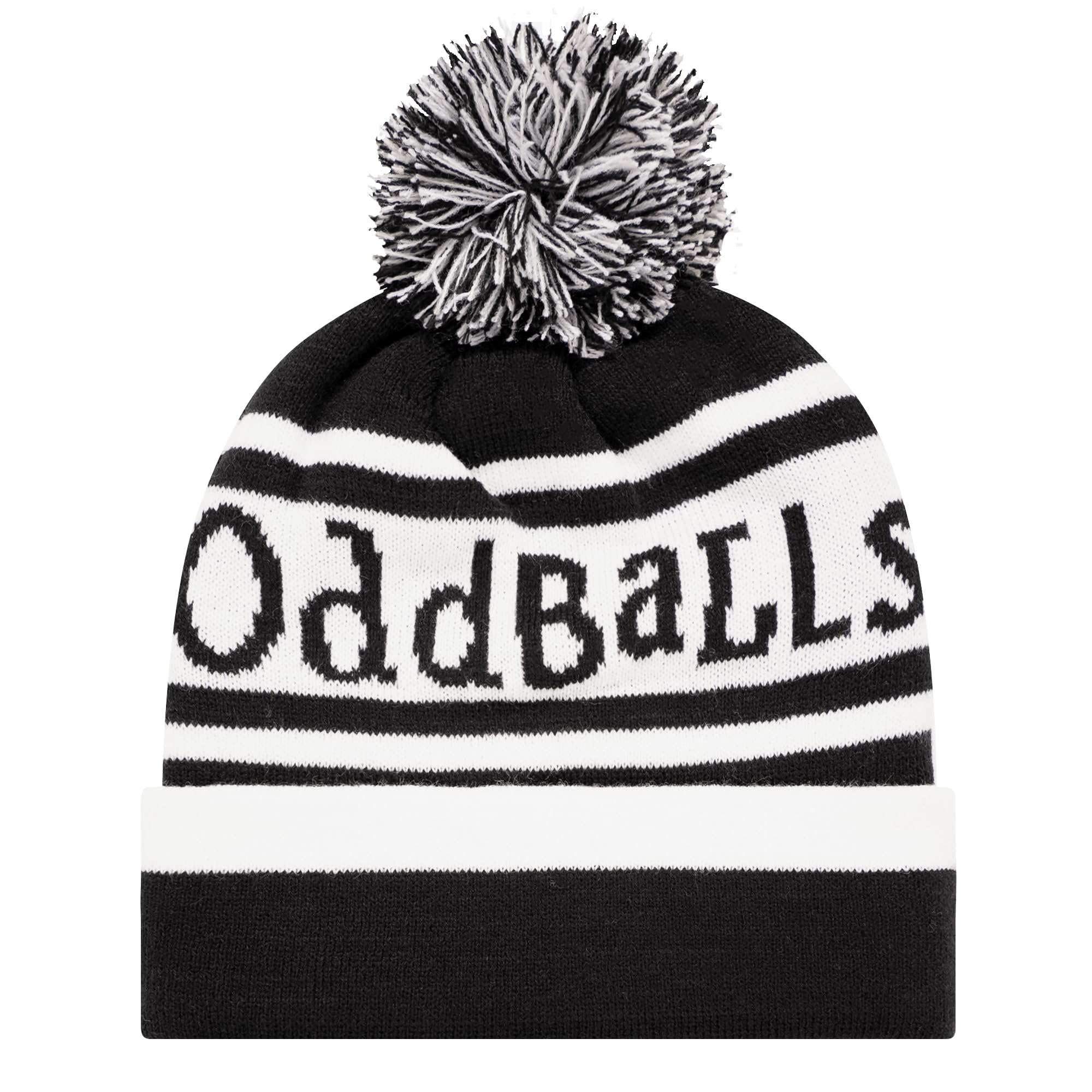 Oddballs Unisex Black | White Bobble Hat | Winter Hat For Adults | Black & White