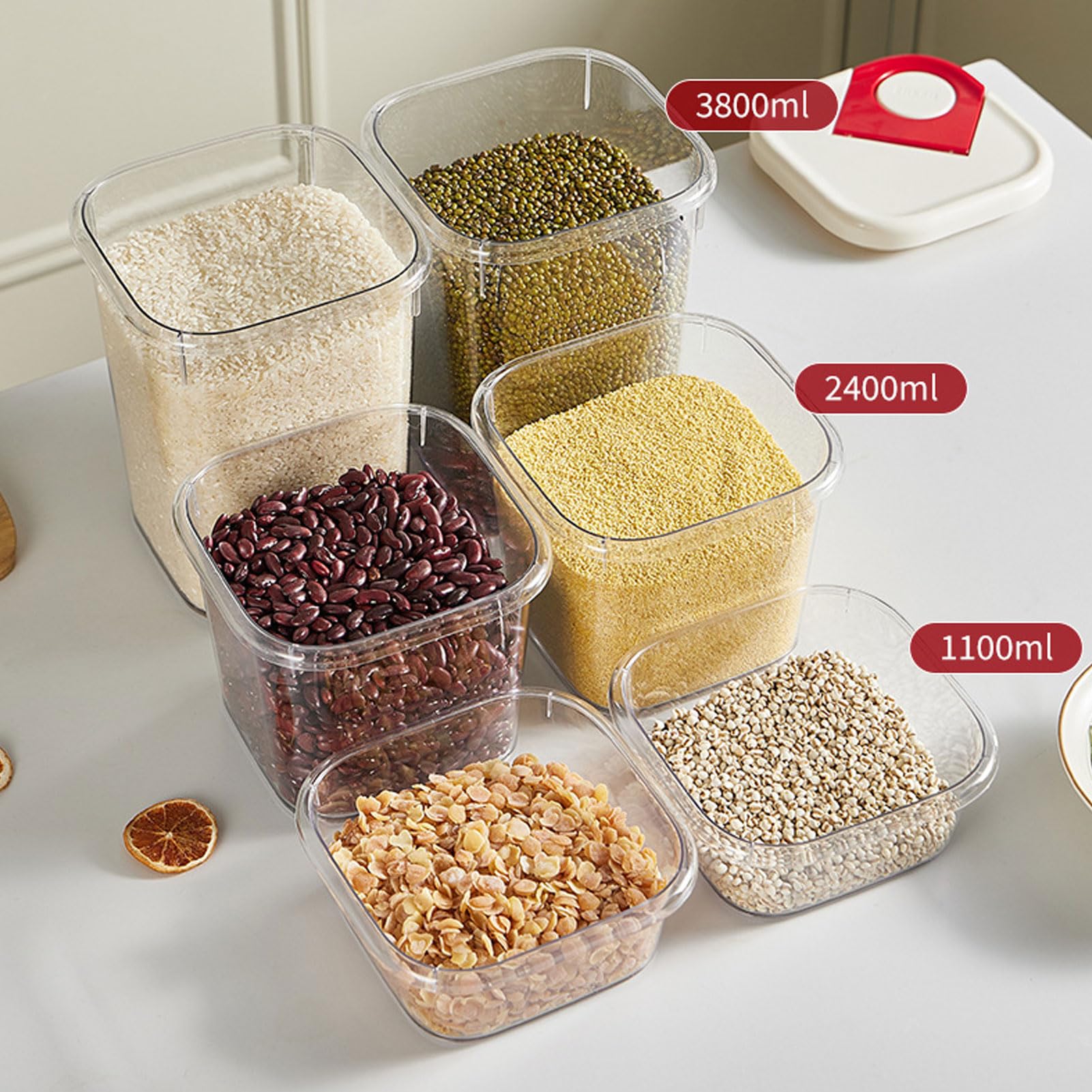Zerodis Contenedores Herméticos para Alimentos, 3 Unidades de Contenedores de Almacenamiento de Cocina, Botes Transparentes para Alimentos Secos, Botes Organizadores de Cereales s