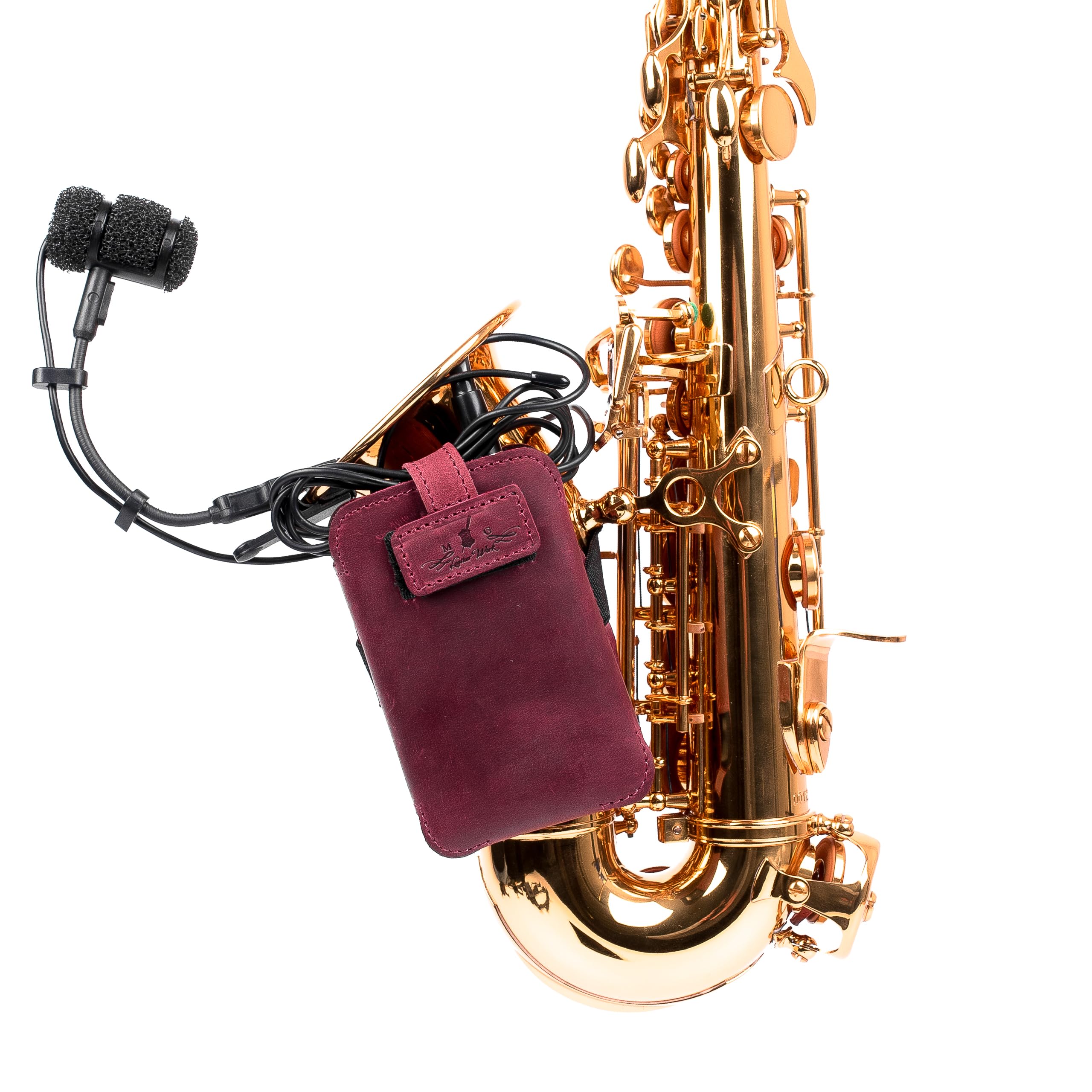 Soporte para transmisor de micrófono de saxofón. Correas elásticas ajustables. Ajuste seguro. Ideal para jazz, estudio, conciertos en vivo