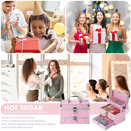 Miniatura 5 de Hot Sugar Kit de maquillaje para adolescentes con estuche de tren, juego de regalo de maquillaje portátil para principiantes, kit de belleza de